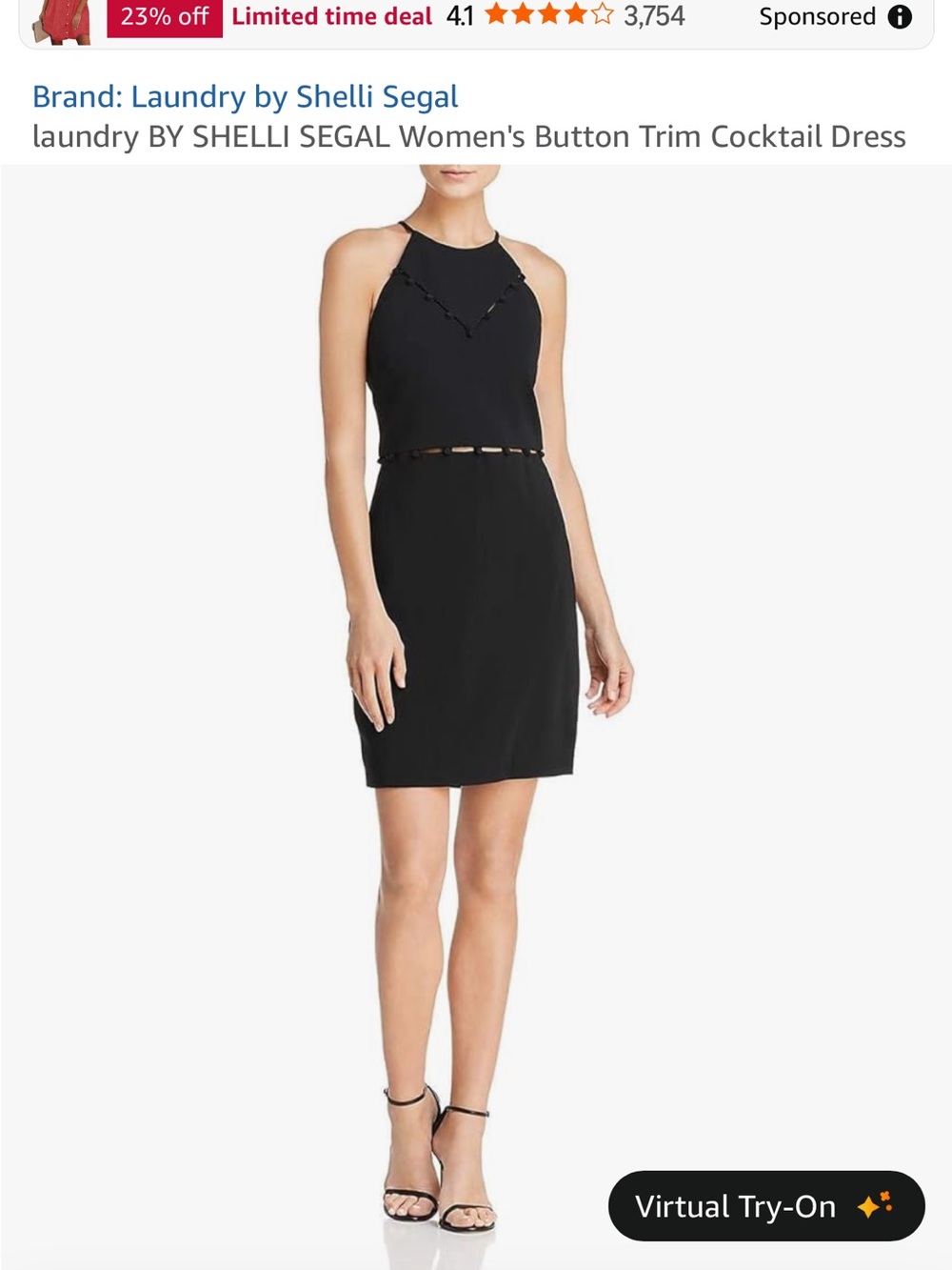 Laundry By Shelli Segal Black Pom-Trim Halter Mini Dress